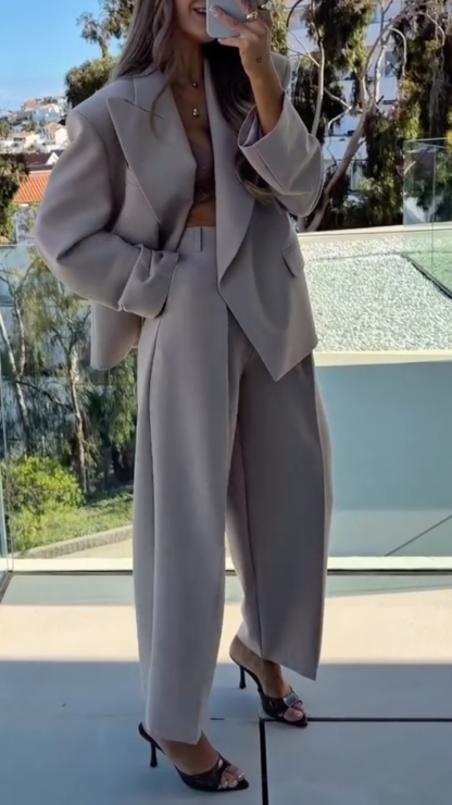 Women's Oversized Lapel Suit, Loose And Casual Set