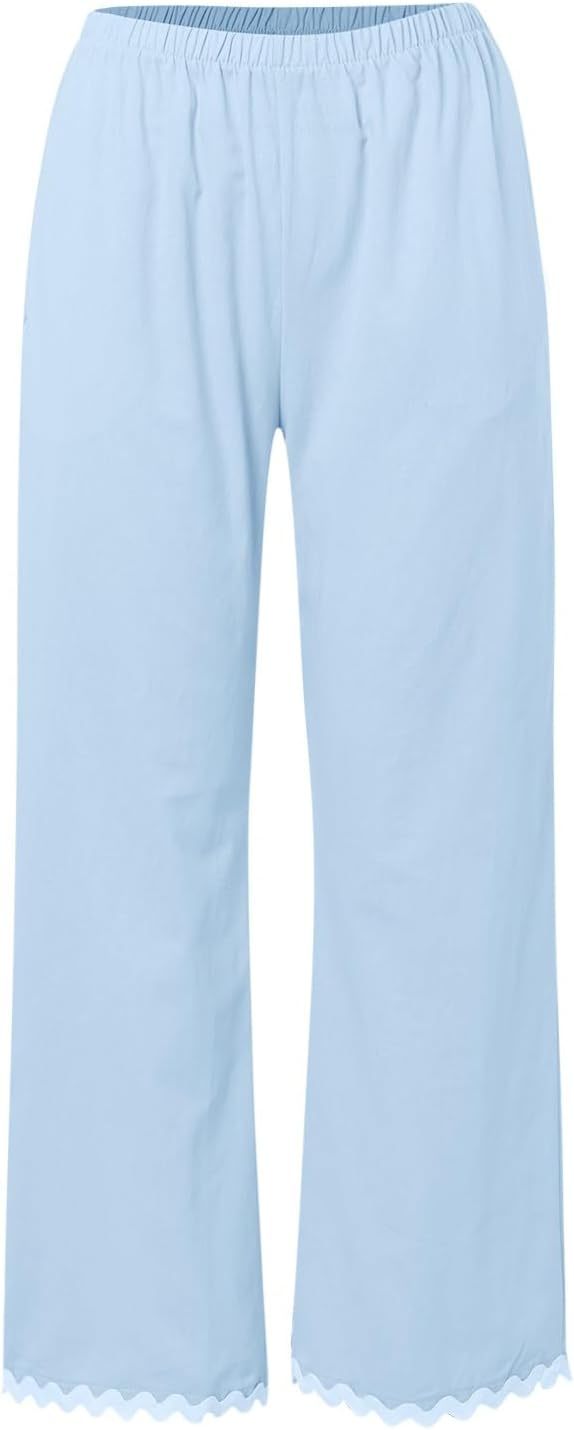 Matching Lounge Set Women Summer Plus Size Wide Leg Pants Sleeveless Lounge Set Stylish Comfy Jogger Loungewear Set