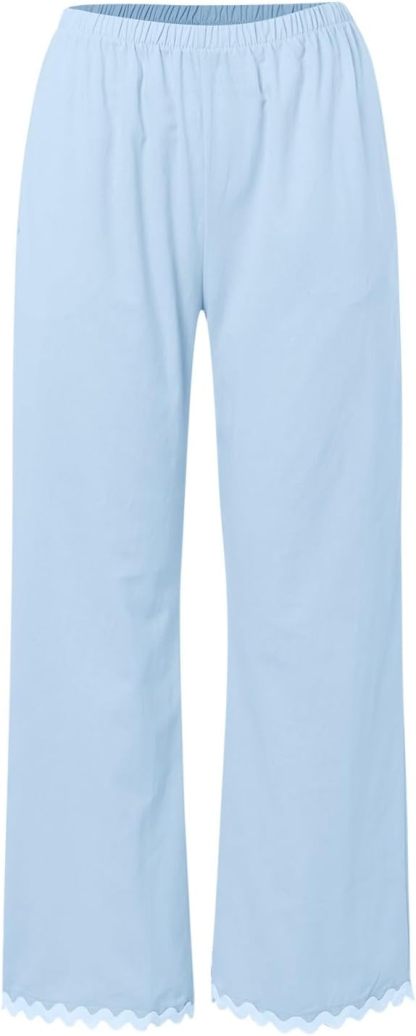 Matching Lounge Set Women Summer Plus Size Wide Leg Pants Sleeveless Lounge Set Stylish Comfy Jogger Loungewear Set