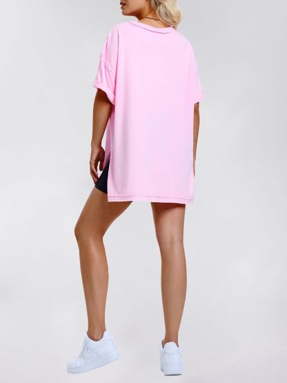 Womens Summer Oversized T Shirts 2025 Casual Short Sleeve Loose Maternity Tops Crewneck Tunic Plus Gym Workout Top