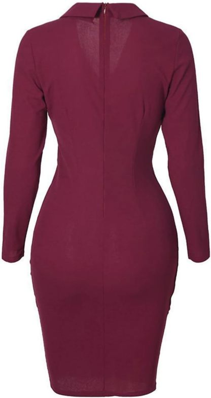 Women's Beachy Dresses for Woman Color Lapel Long Sleeve Button Back Zipper Business Dress Summer Dresses