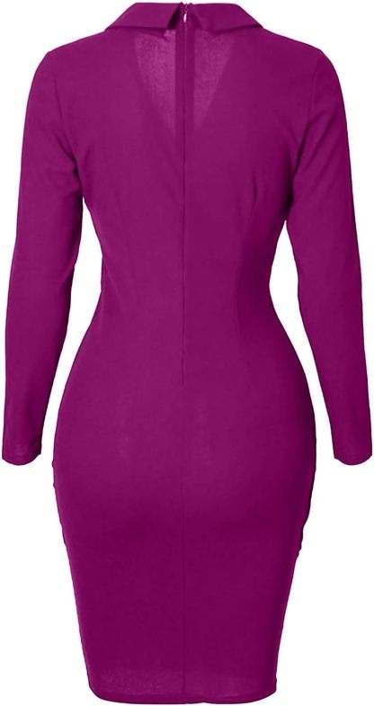 Women's Beachy Dresses for Woman Color Lapel Long Sleeve Button Back Zipper Business Dress Summer Dresses