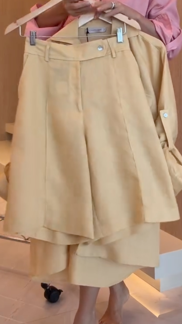 Women's Collared Cotton Linen Casual Suit