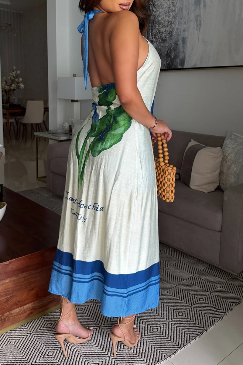 Halter Cutout Long Cover Up High Waist Biker Shorts Two Piece Outfit