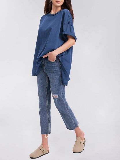 Womens Summer Oversized T Shirts 2025 Casual Short Sleeve Loose Maternity Tops Crewneck Tunic Plus Gym Workout Top