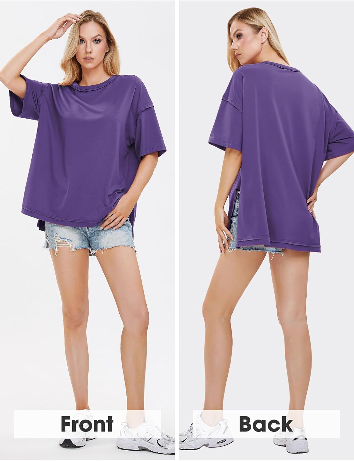 Womens Summer Oversized T Shirts 2025 Casual Short Sleeve Loose Maternity Tops Crewneck Tunic Plus Gym Workout Top
