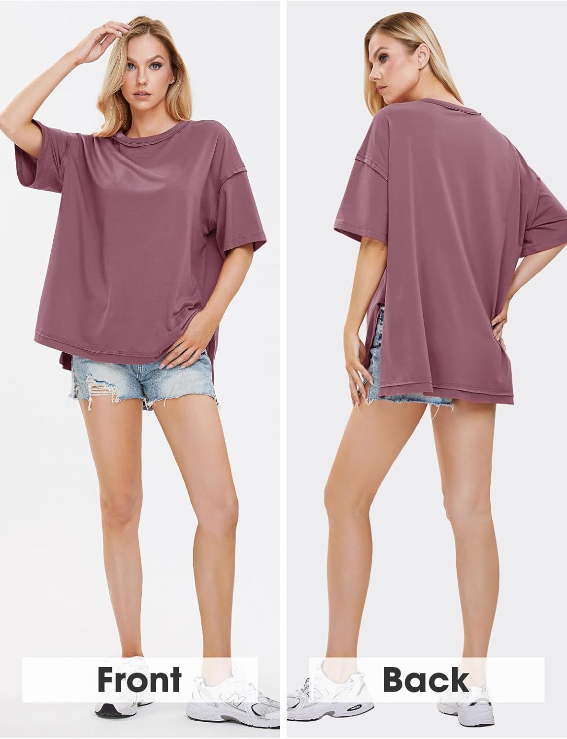 Womens Summer Oversized T Shirts 2025 Casual Short Sleeve Loose Maternity Tops Crewneck Tunic Plus Gym Workout Top