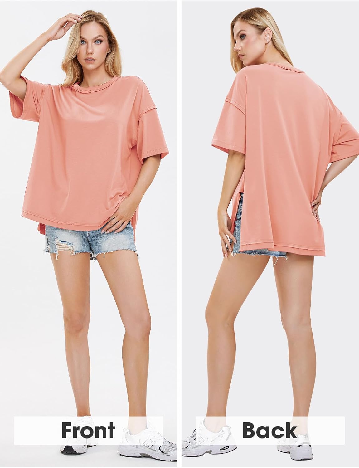 Womens Summer Oversized T Shirts 2025 Casual Short Sleeve Loose Maternity Tops Crewneck Tunic Plus Gym Workout Top