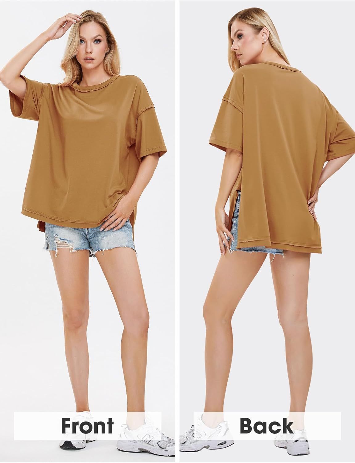Womens Summer Oversized T Shirts 2025 Casual Short Sleeve Loose Maternity Tops Crewneck Tunic Plus Gym Workout Top