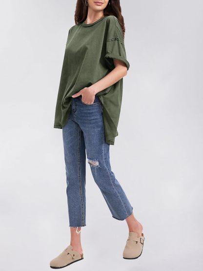 Womens Summer Oversized T Shirts 2025 Casual Short Sleeve Loose Maternity Tops Crewneck Tunic Plus Gym Workout Top