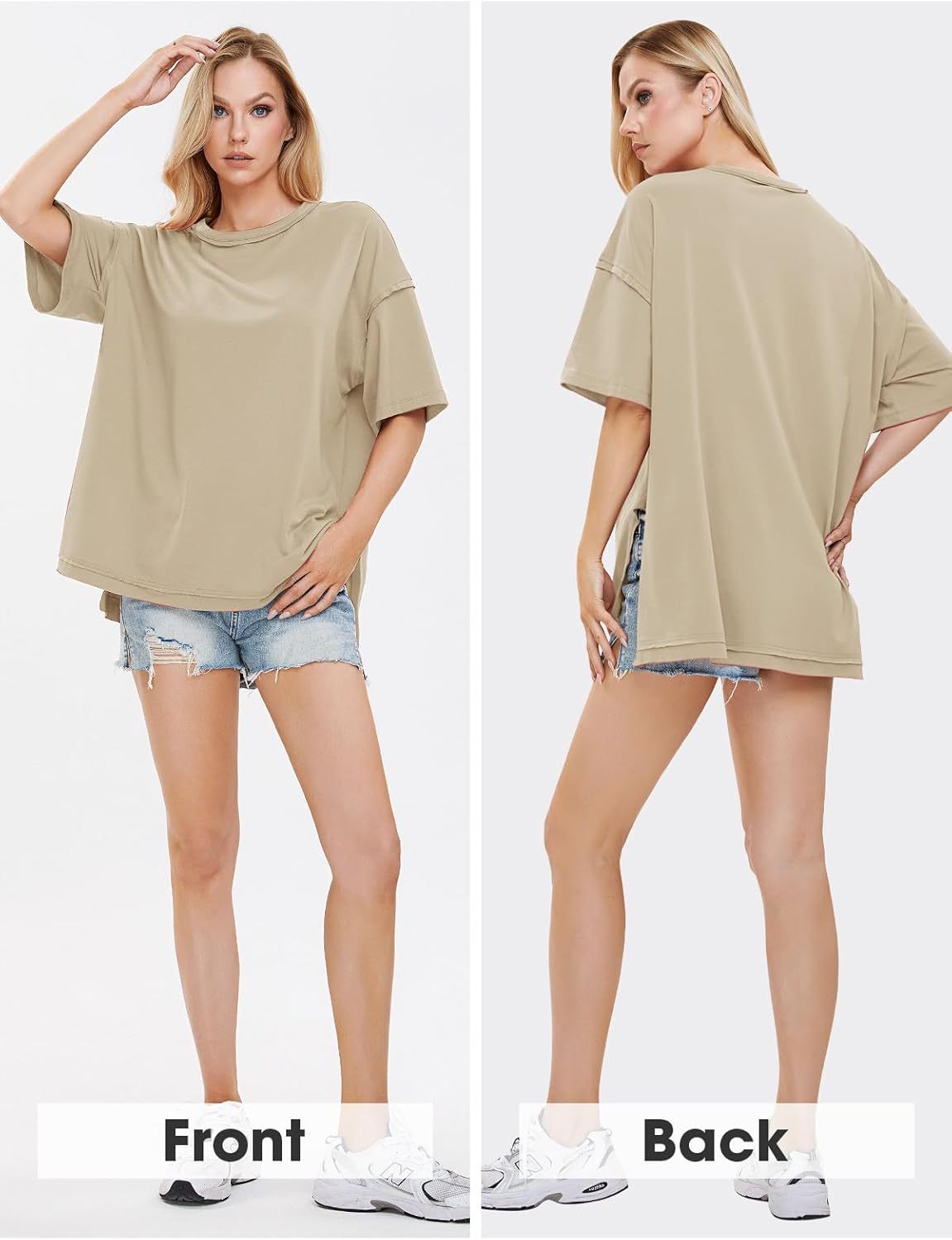 Womens Summer Oversized T Shirts 2025 Casual Short Sleeve Loose Maternity Tops Crewneck Tunic Plus Gym Workout Top