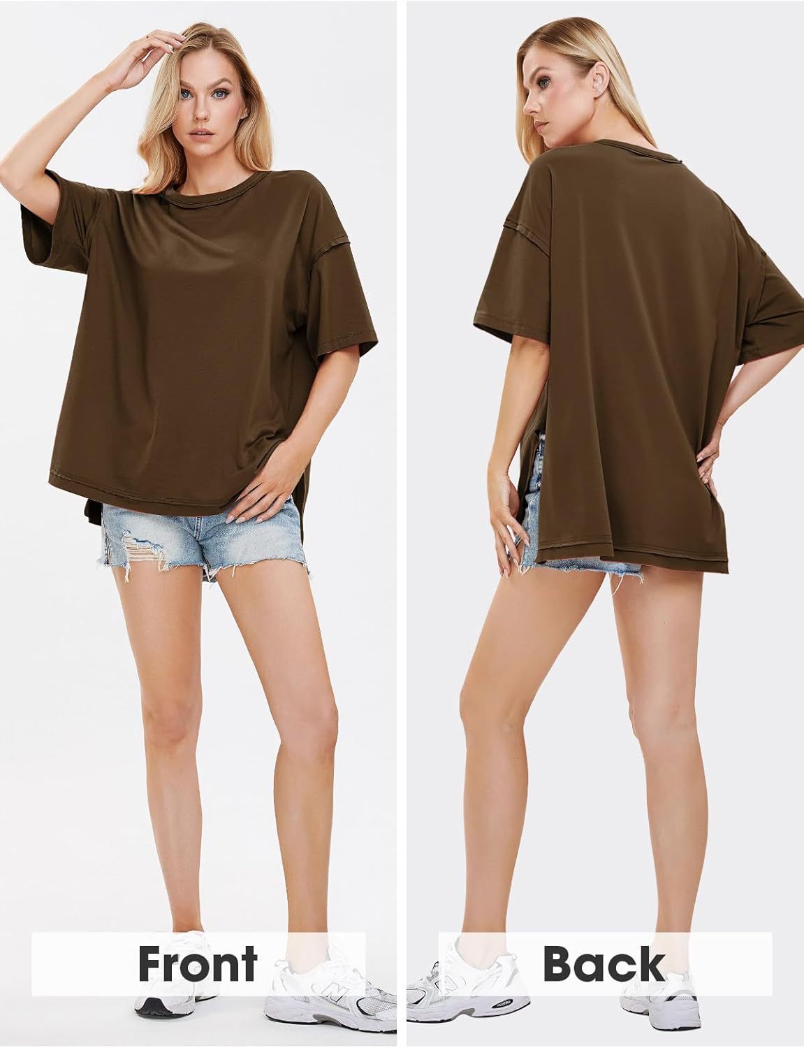 Womens Summer Oversized T Shirts 2025 Casual Short Sleeve Loose Maternity Tops Crewneck Tunic Plus Gym Workout Top