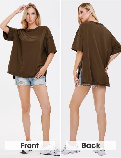Womens Summer Oversized T Shirts 2025 Casual Short Sleeve Loose Maternity Tops Crewneck Tunic Plus Gym Workout Top
