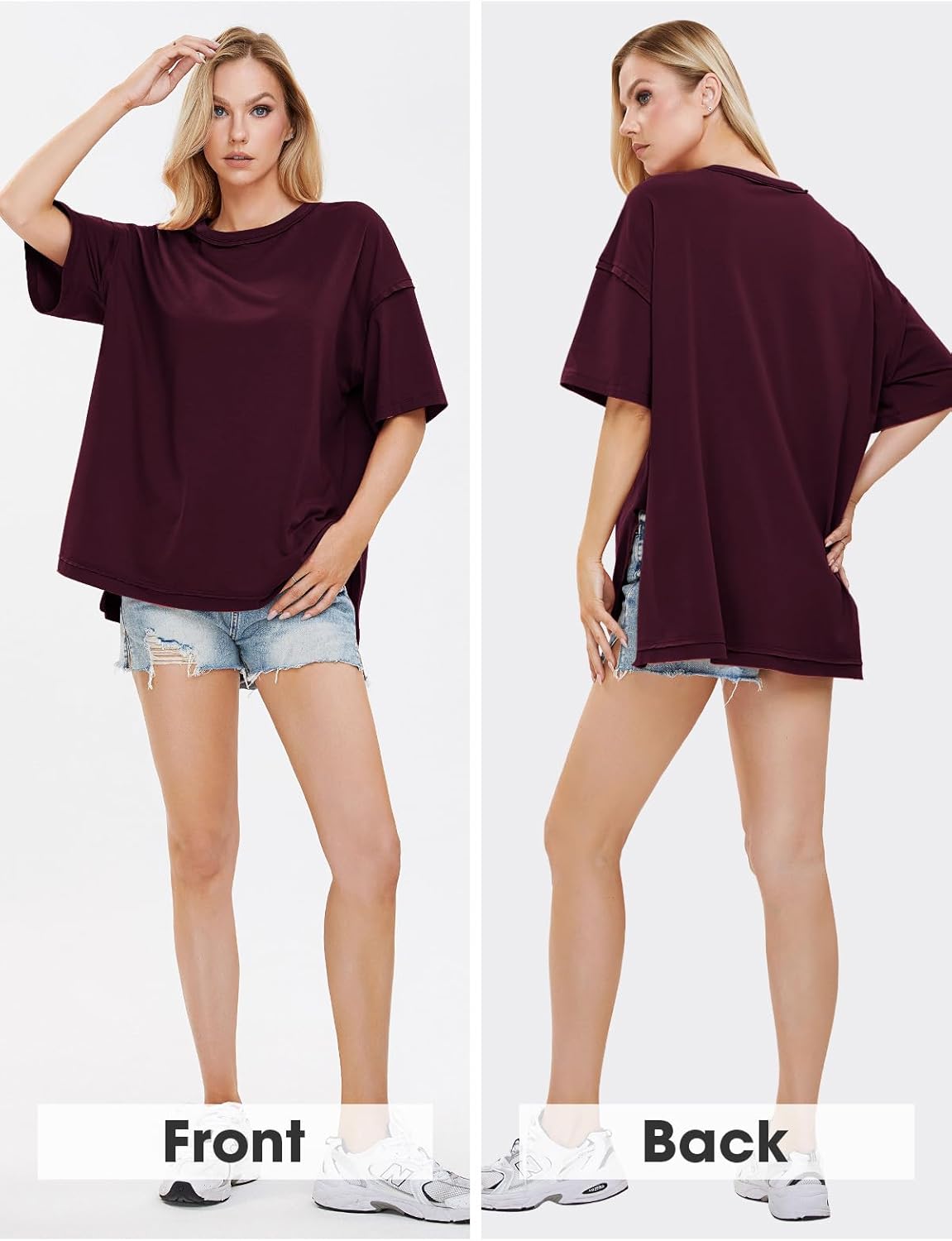 Womens Summer Oversized T Shirts 2025 Casual Short Sleeve Loose Maternity Tops Crewneck Tunic Plus Gym Workout Top