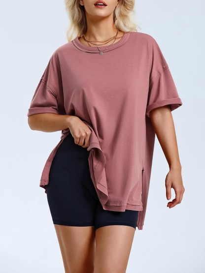 Womens Summer Oversized T Shirts 2025 Casual Short Sleeve Loose Maternity Tops Crewneck Tunic Plus Gym Workout Top