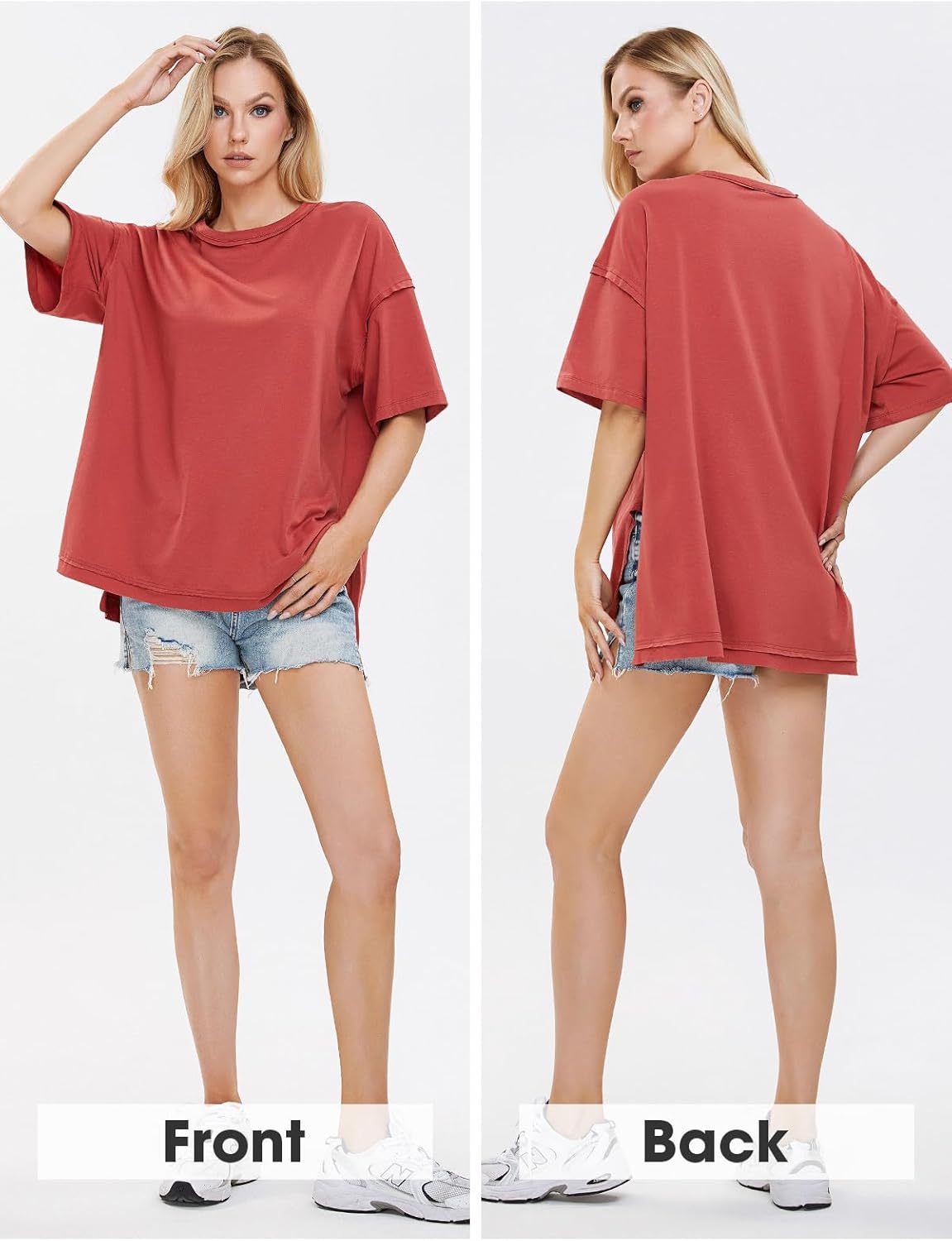 Womens Summer Oversized T Shirts 2025 Casual Short Sleeve Loose Maternity Tops Crewneck Tunic Plus Gym Workout Top