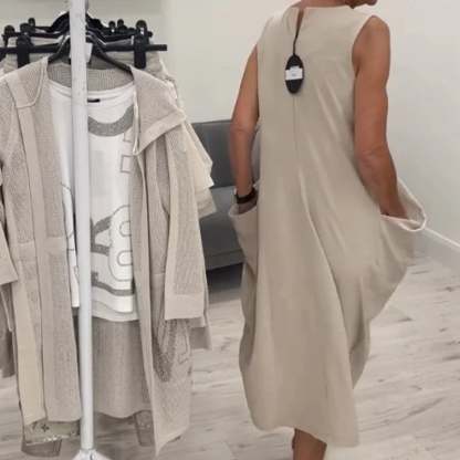 Simple Sleeveless Dress with Pockets