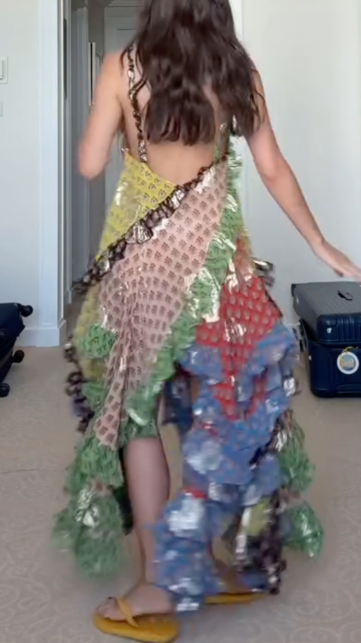 Multicolor Ruffled Patchwork Maxi Dress