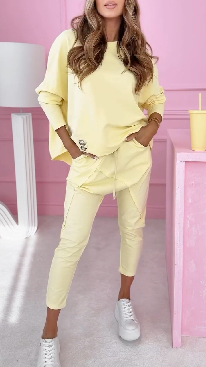 Women's Round Neck Irregular Patchwork Casual Suit