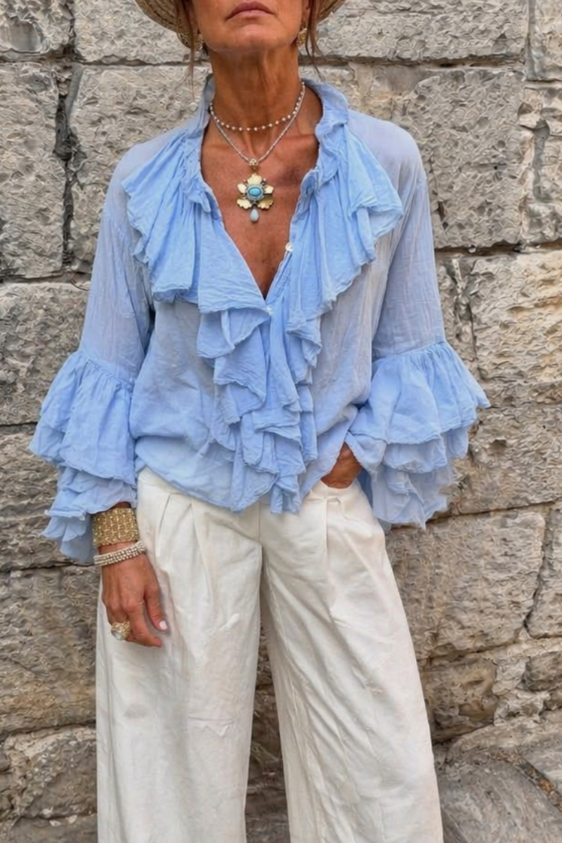 Ruffle Tiered Long Sleeve Blouse