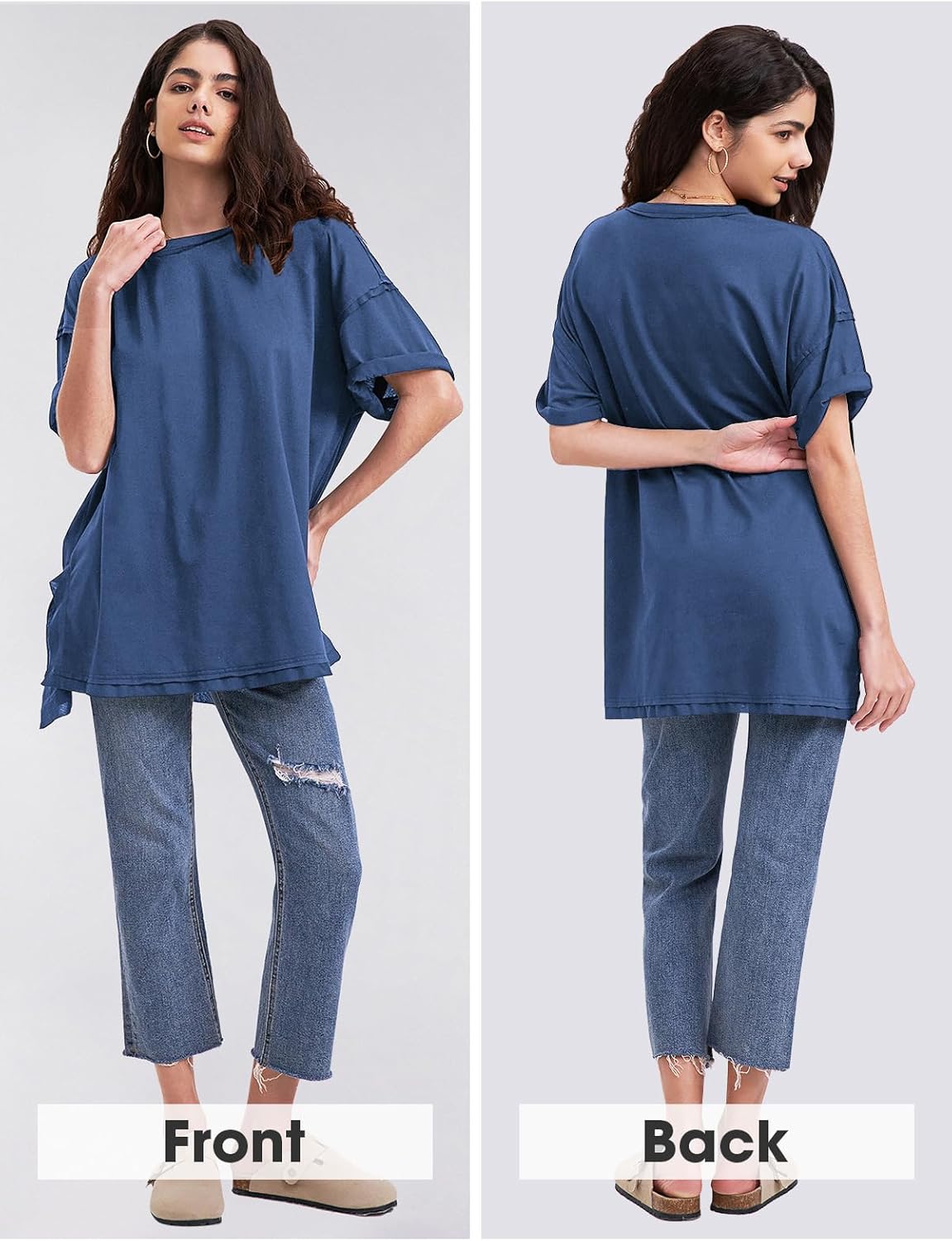 Womens Summer Oversized T Shirts 2025 Casual Short Sleeve Loose Maternity Tops Crewneck Tunic Plus Gym Workout Top