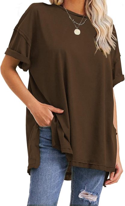 Womens Summer Oversized T Shirts 2025 Casual Short Sleeve Loose Maternity Tops Crewneck Tunic Plus Gym Workout Top