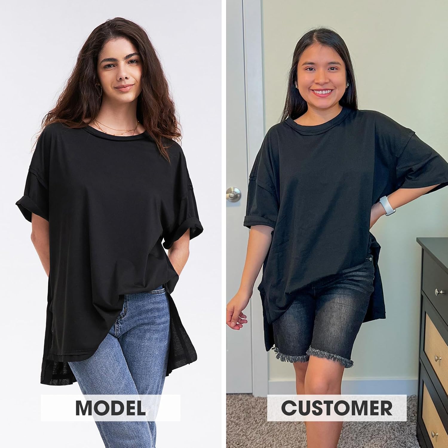 Womens Summer Oversized T Shirts 2025 Casual Short Sleeve Loose Maternity Tops Crewneck Tunic Plus Gym Workout Top