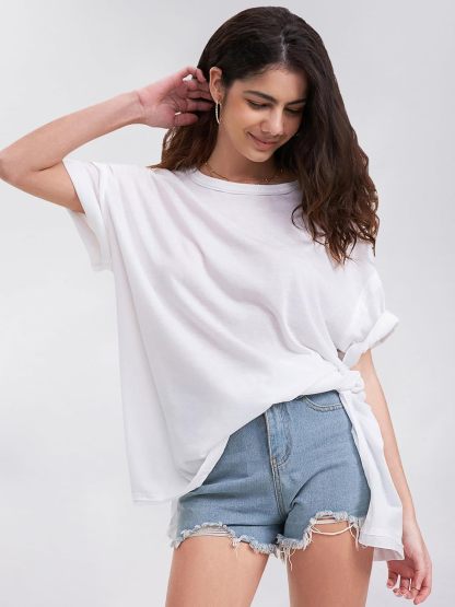 Womens Summer Oversized T Shirts 2025 Casual Short Sleeve Loose Maternity Tops Crewneck Tunic Plus Gym Workout Top