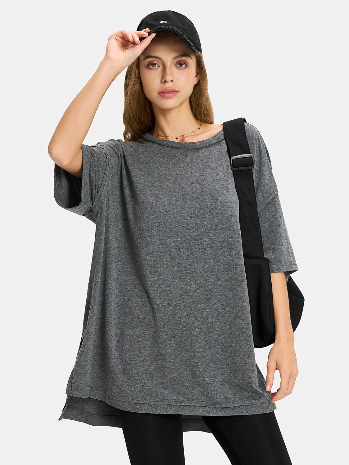 Womens Summer Oversized T Shirts 2025 Casual Short Sleeve Loose Maternity Tops Crewneck Tunic Plus Gym Workout Top