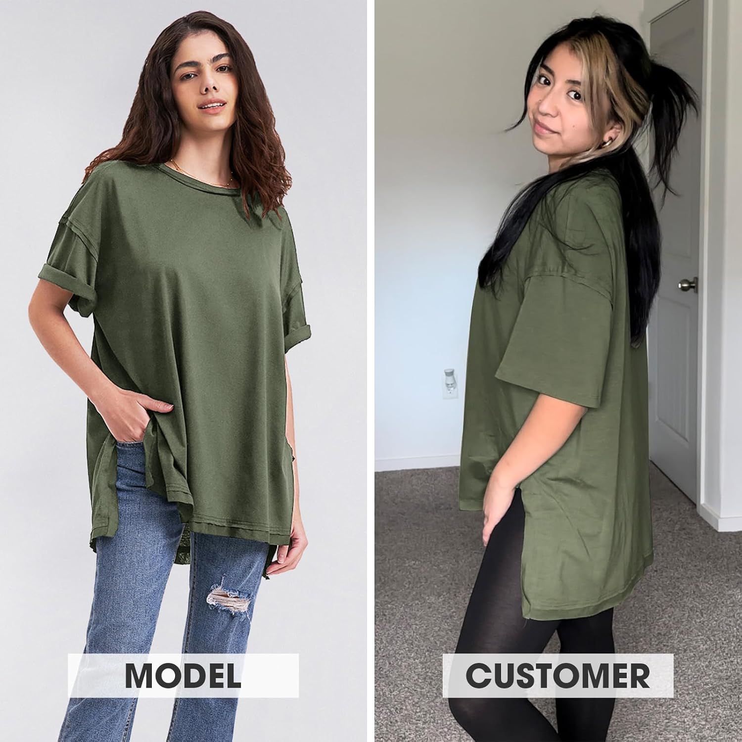 Womens Summer Oversized T Shirts 2025 Casual Short Sleeve Loose Maternity Tops Crewneck Tunic Plus Gym Workout Top