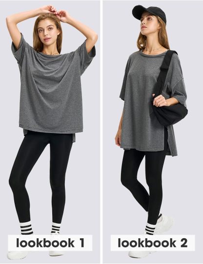 Womens Summer Oversized T Shirts 2025 Casual Short Sleeve Loose Maternity Tops Crewneck Tunic Plus Gym Workout Top