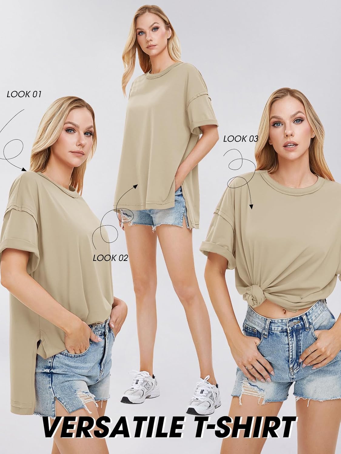 Womens Summer Oversized T Shirts 2025 Casual Short Sleeve Loose Maternity Tops Crewneck Tunic Plus Gym Workout Top