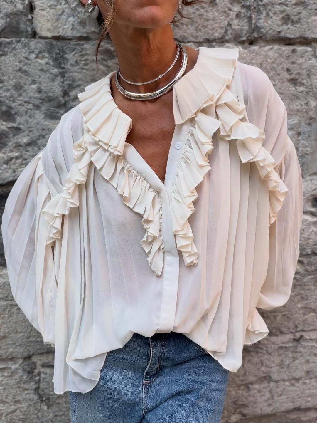 Ruffle Tiered Long Sleeve Blouse