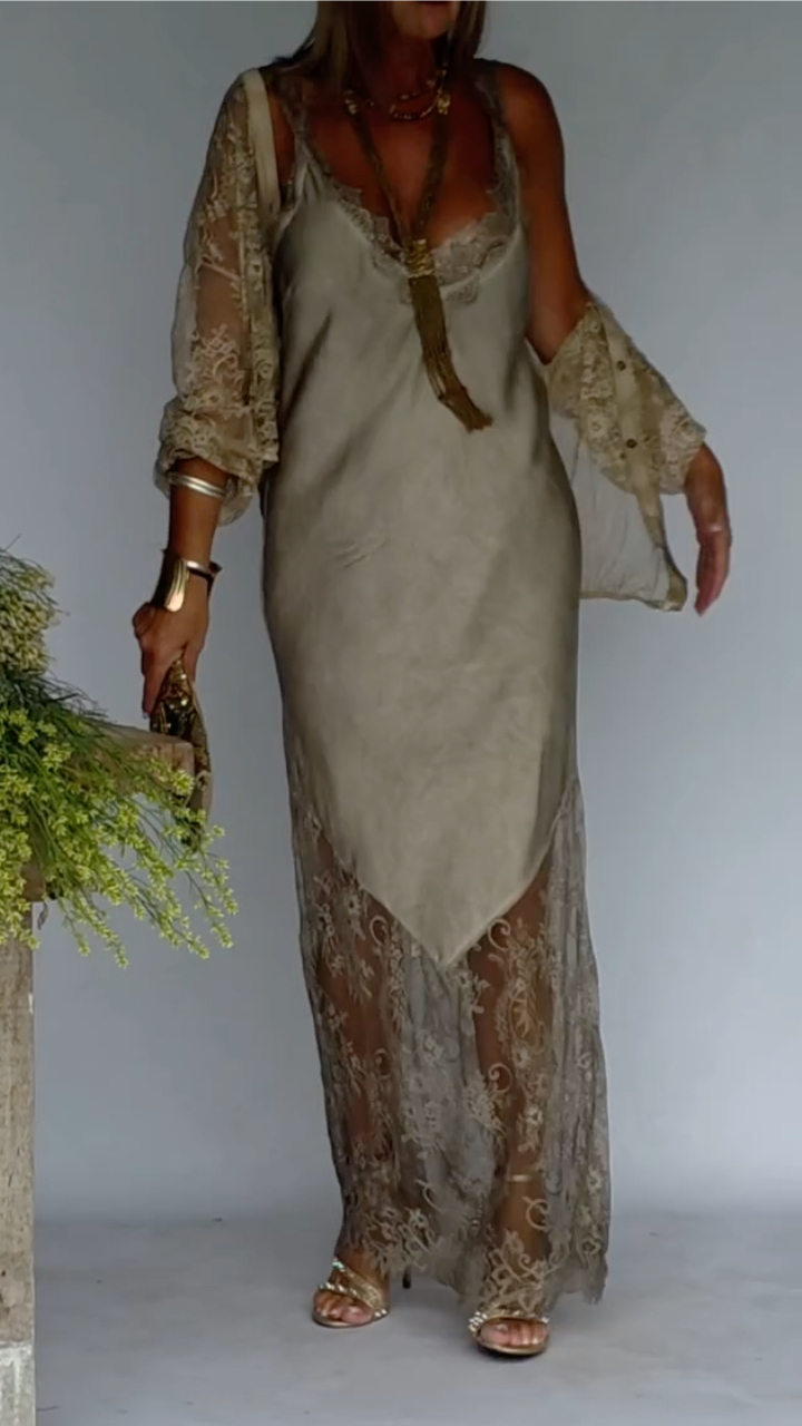 Women's Lace-Trimmed Slip Dress & Cardigan Set