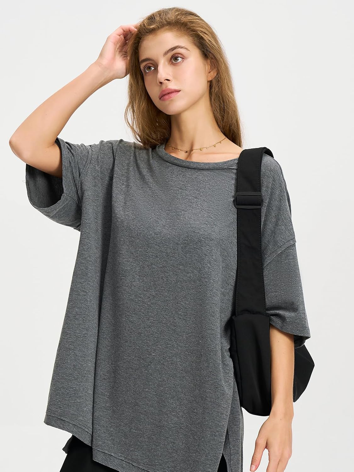 Womens Summer Oversized T Shirts 2025 Casual Short Sleeve Loose Maternity Tops Crewneck Tunic Plus Gym Workout Top