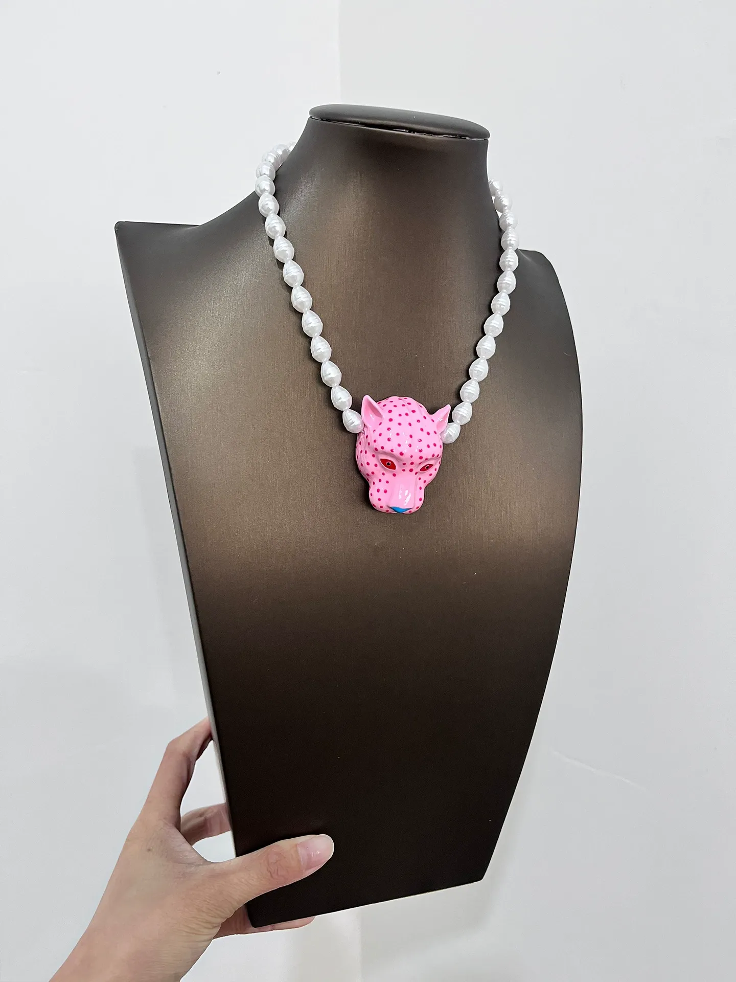 Fluorescent Pink Batwing Sleeve Top + Gradient Blue Leopard Print Wide-Leg Pants Set