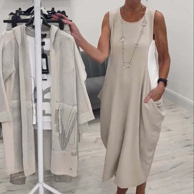 Simple Sleeveless Dress with Pockets