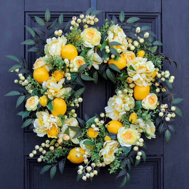 Lemonade Peony Rose & Lemon Everyday Spring Summer Front Door image 3