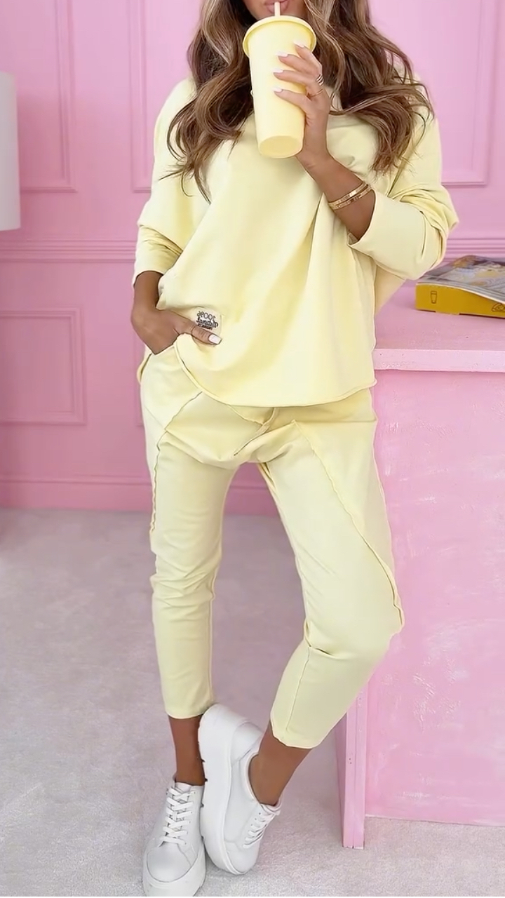 Women's Round Neck Irregular Patchwork Casual Suit