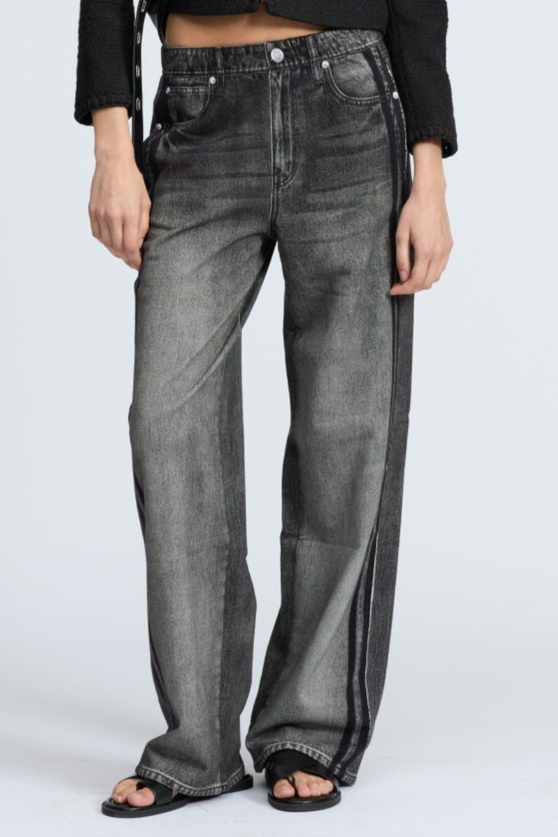 Womens Wash Vertical Pattern Casual Sweatpant Jean