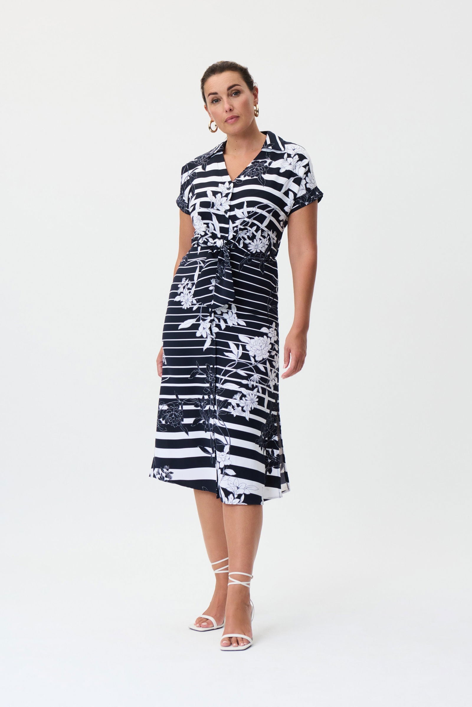 Midnight & Vanilla Print Front Tie Dress Style