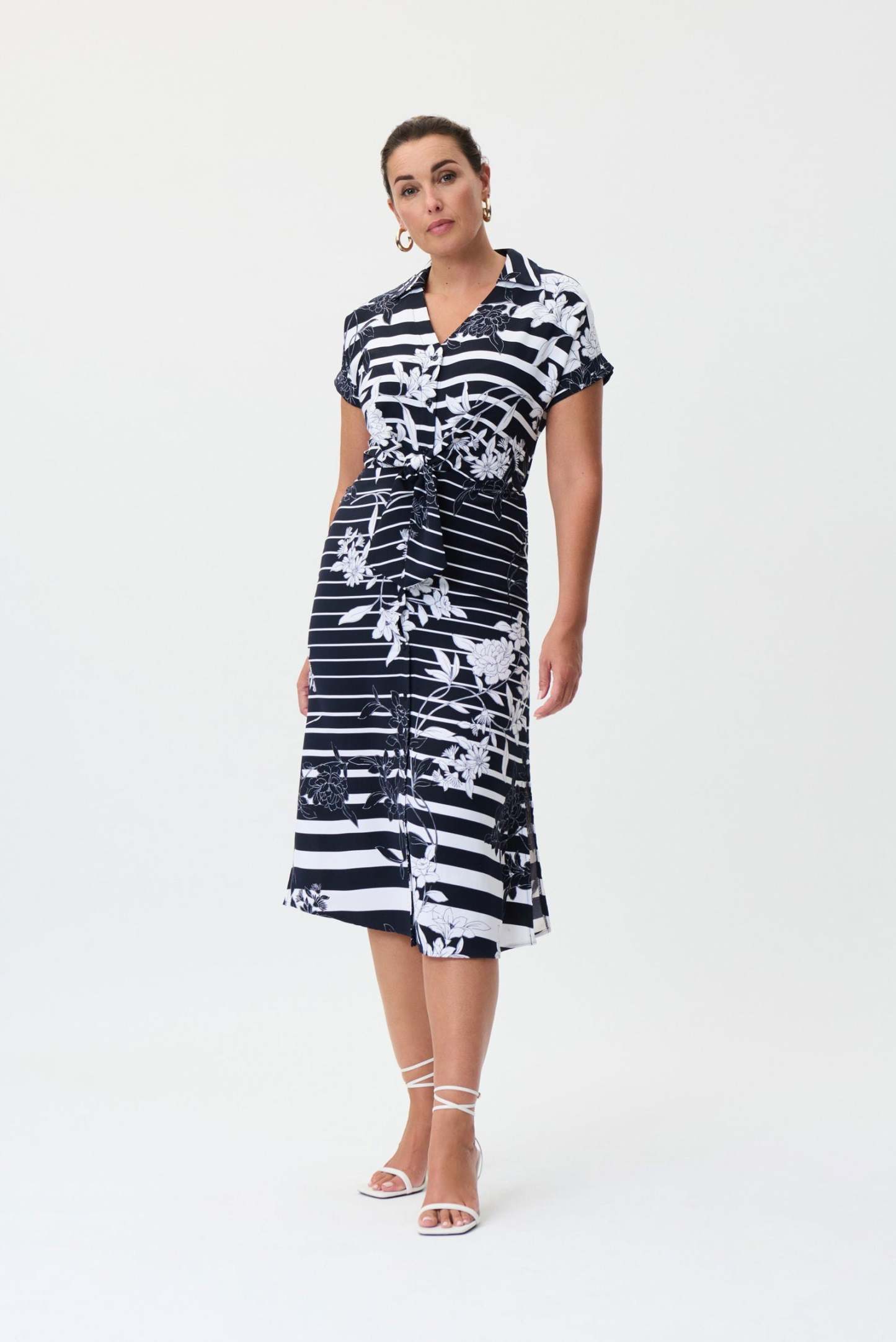 Midnight & Vanilla Print Front Tie Dress Style