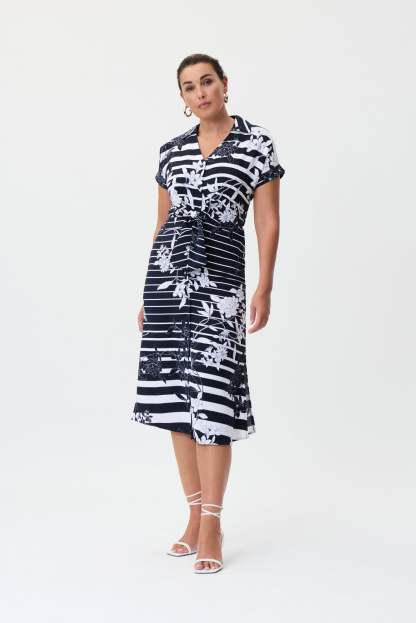 Midnight & Vanilla Print Front Tie Dress Style