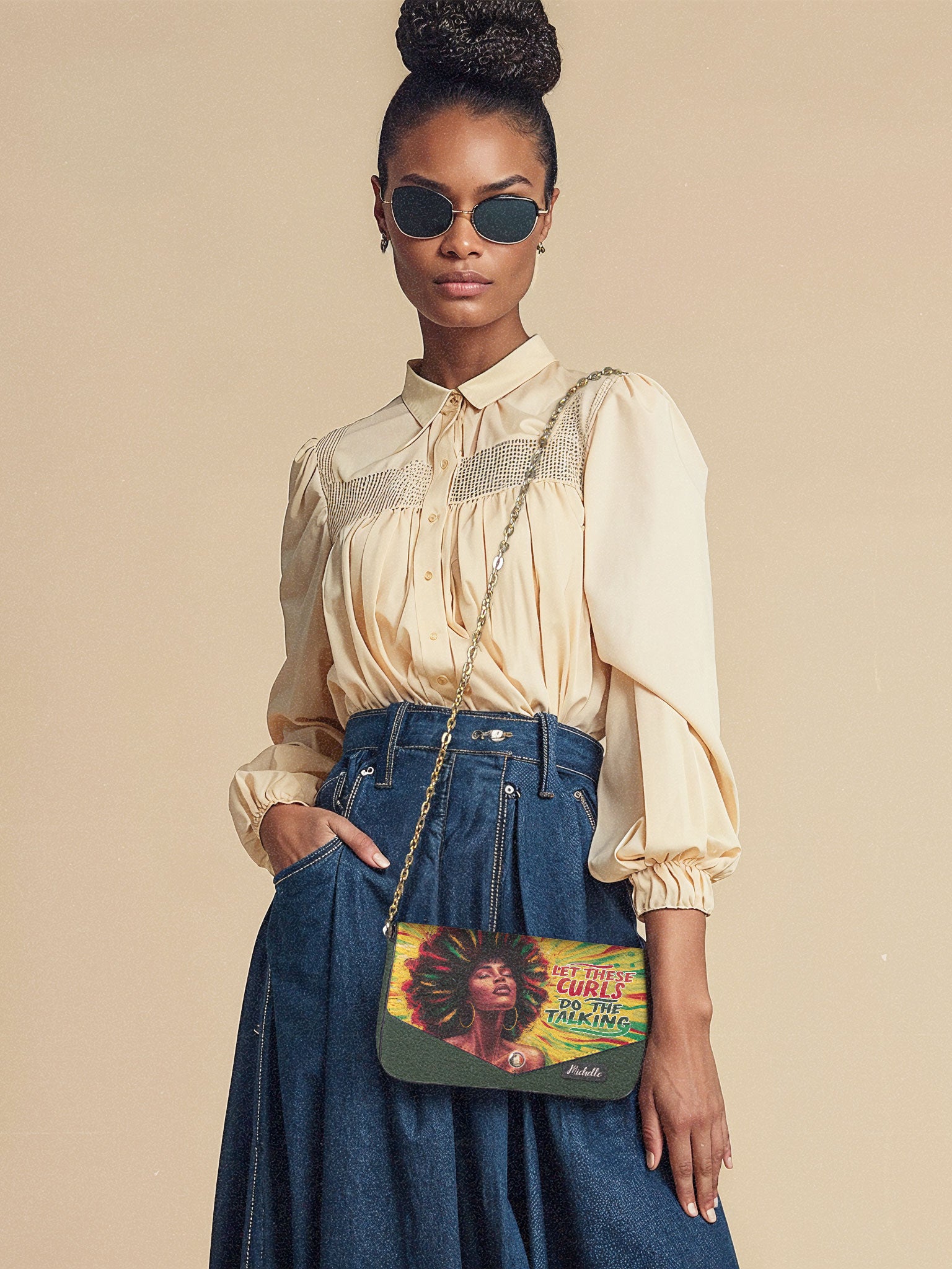 Let These Curls Do The Talking NNRZ22070343PZ Envelope Chain Crossbody Bag