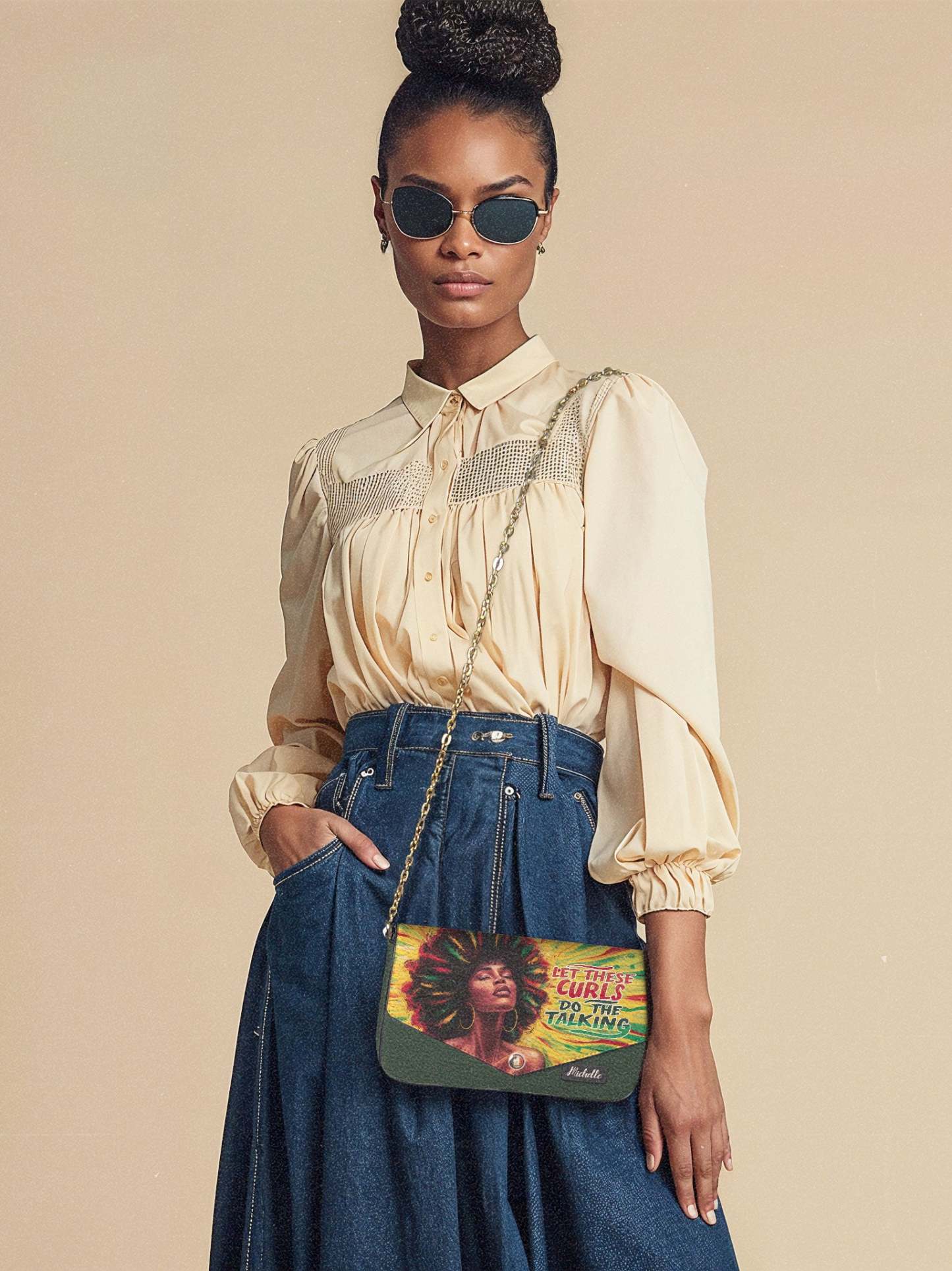 Let These Curls Do The Talking NNRZ22070343PZ Envelope Chain Crossbody Bag
