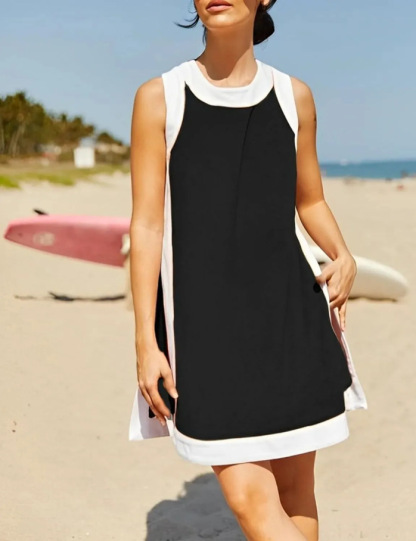 Women's Round Neck Spliced Long Top+ Shorts Casual Set