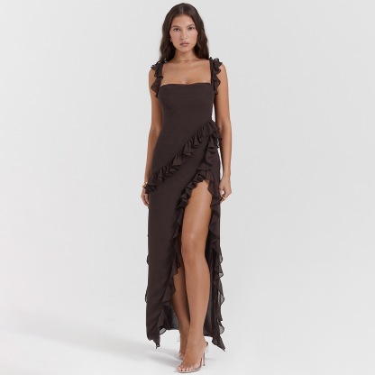 Ladies' Camisole with Irregular Stitching Lace and Slit for Casual Wear Dress