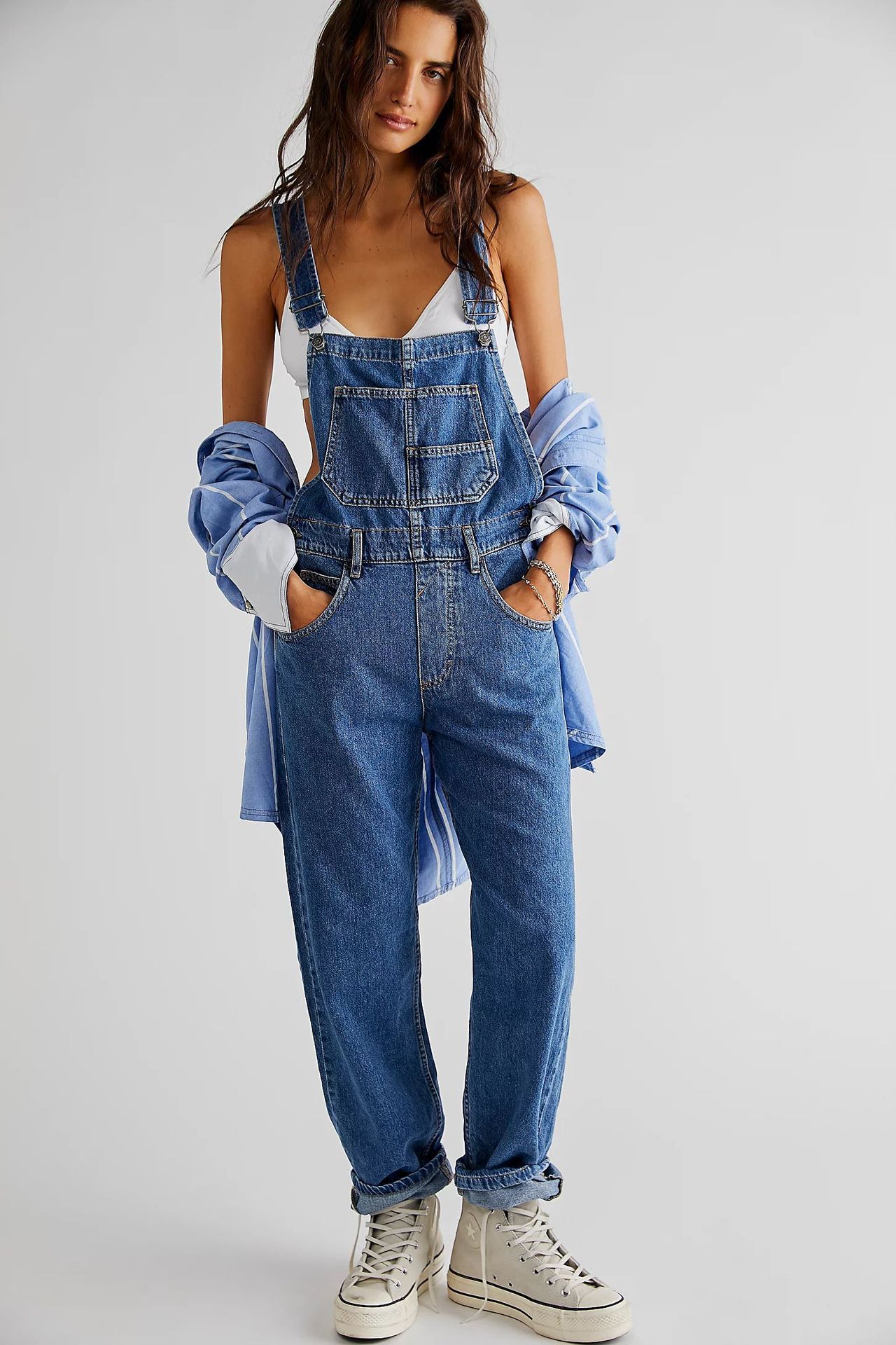 Women's Shoulder Strap Splicing Casual Jumpsuit