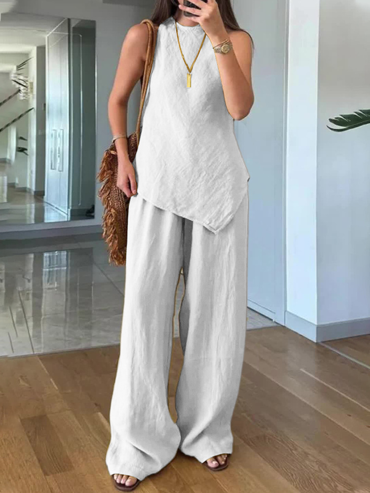 Irregular sleeveless casual two-piece set