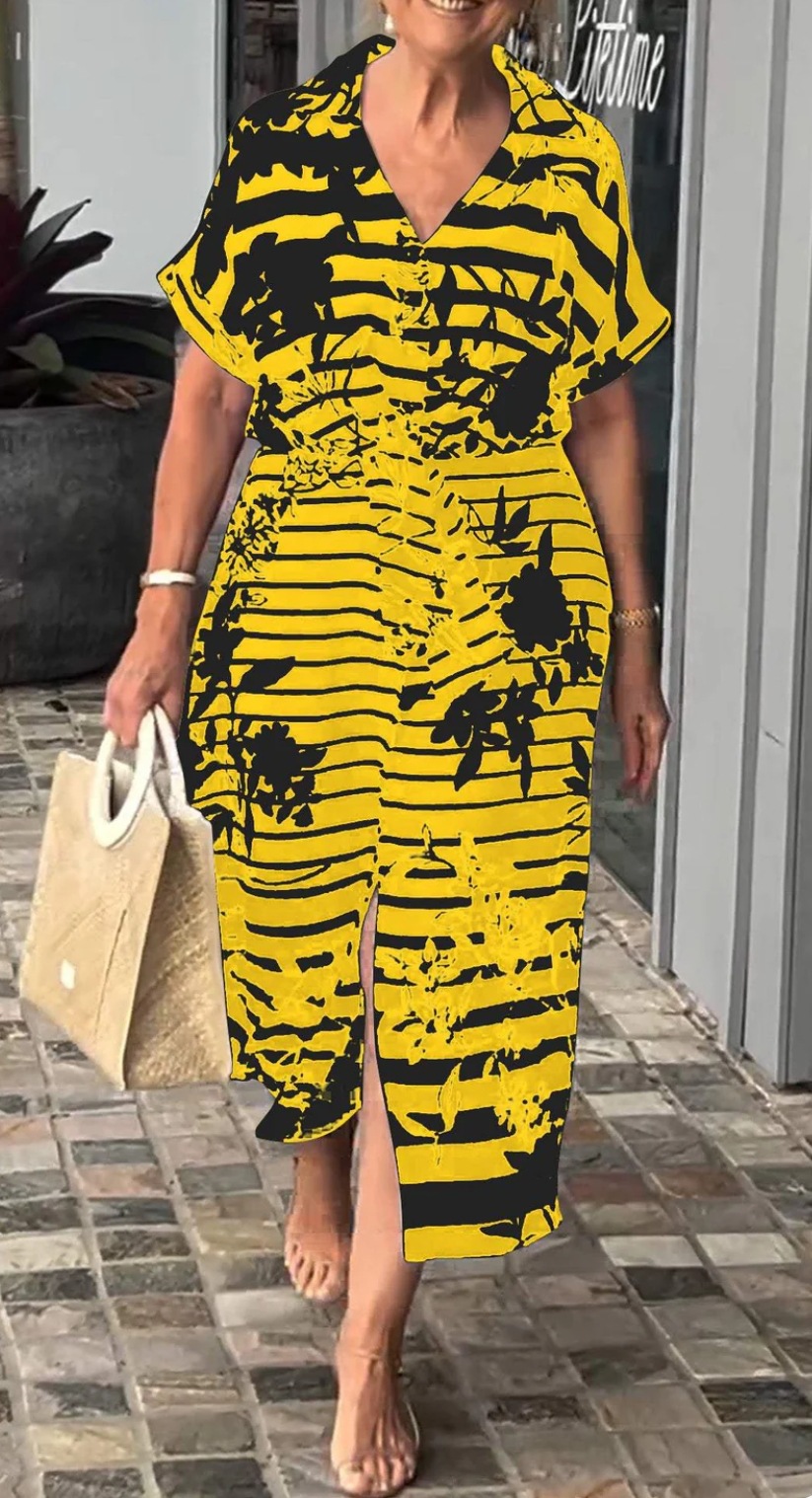 Midnight & Vanilla Print Front Tie Dress Style